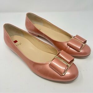 Högl‎ Patent Leather Bow Ballerina Flats Dust Rose Pink size 10